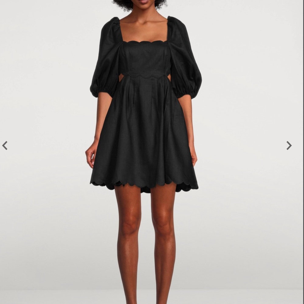 Zimmerman linen black scalloped dress